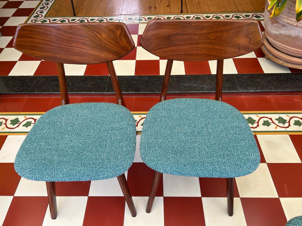 4 vintage eettafel stoelen Louis van Teeffelen teak, Huis en Inrichting, Stoelen, Ophalen, Bruin, Zo goed als nieuw, Vintage, teak, mid century, design, sixties