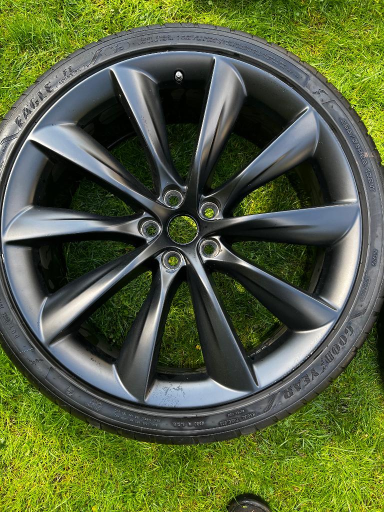 Tesla Model X 22-inch Onyx velgen Black Turbine breedset, Ophalen, Gebruikt, Velg(en), 265 mm
