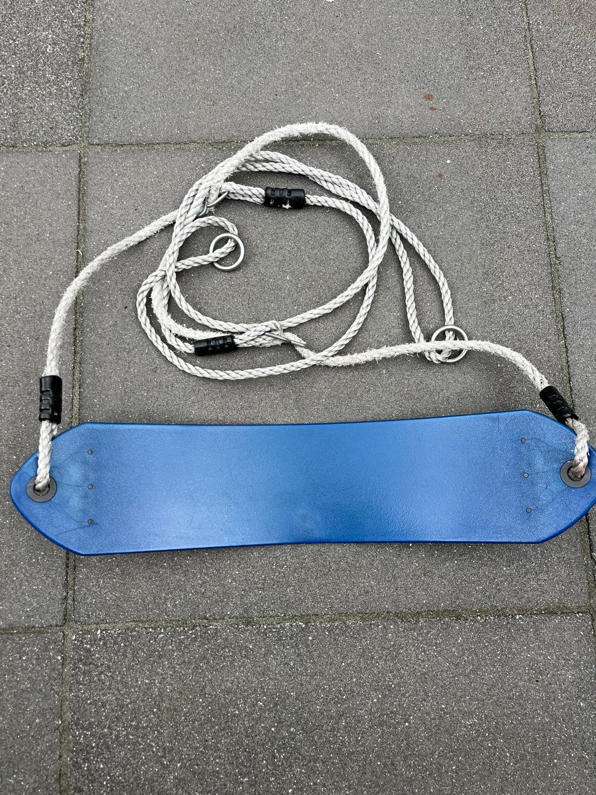 Blauwe schommelzitting met touwen, Ophalen of Verzenden, Gebruikt, Schommel