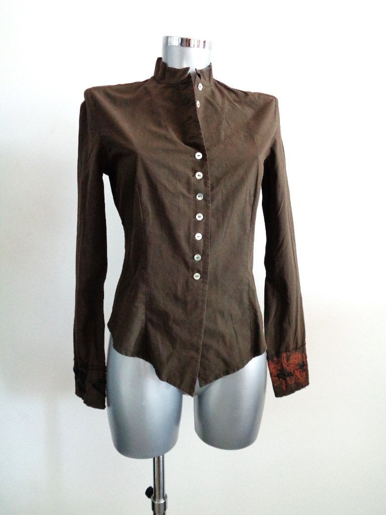 DAKE donkergroene blouse - military style, maat S/M Nieuw, Ophalen of Verzenden, Nieuw, Maat 36 (S), Groen