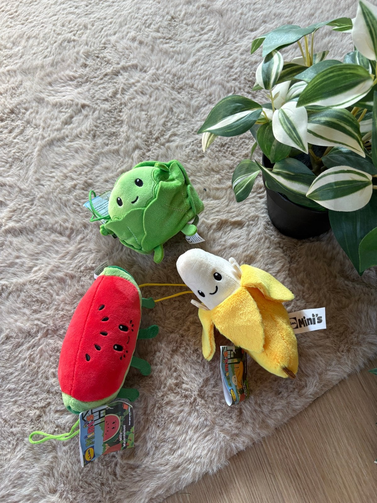 Lidl Mini's spaaractie knuffels: watermeloen, banaan, kool, Lidl, Ophalen of Verzenden