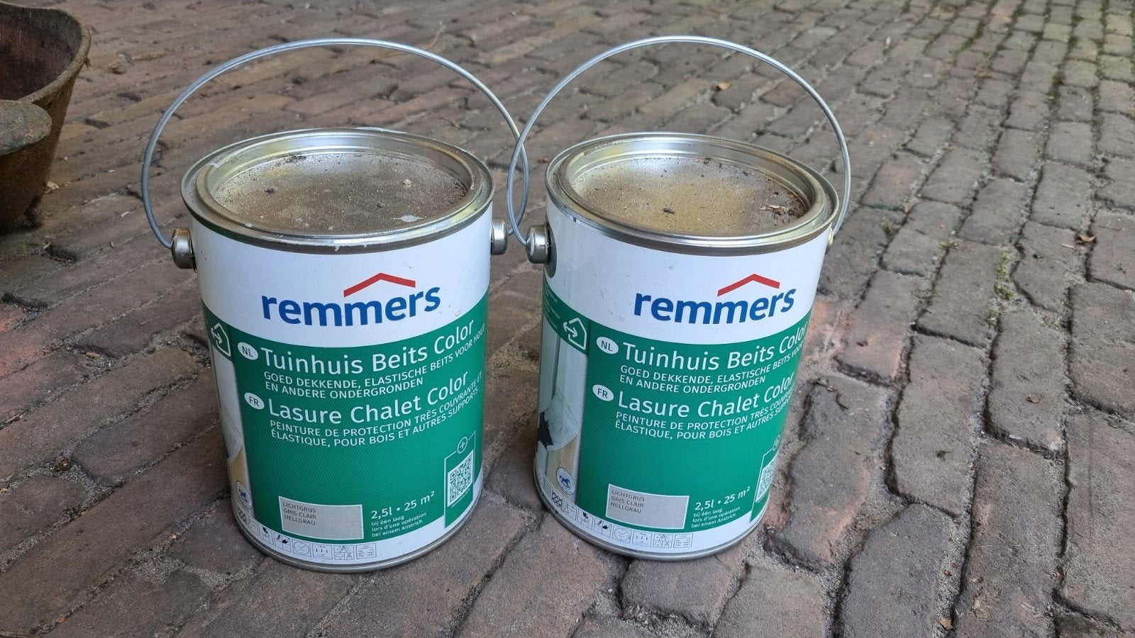 Remmers tuinhuis beits, 2 x 2.5 liter lichtgrijs, Nieuw, Beits, Ophalen of Verzenden, Grijs