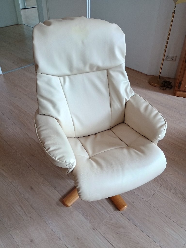 Te koop: lederen stoel, Ophalen, Wit, Leer, Zo goed als nieuw