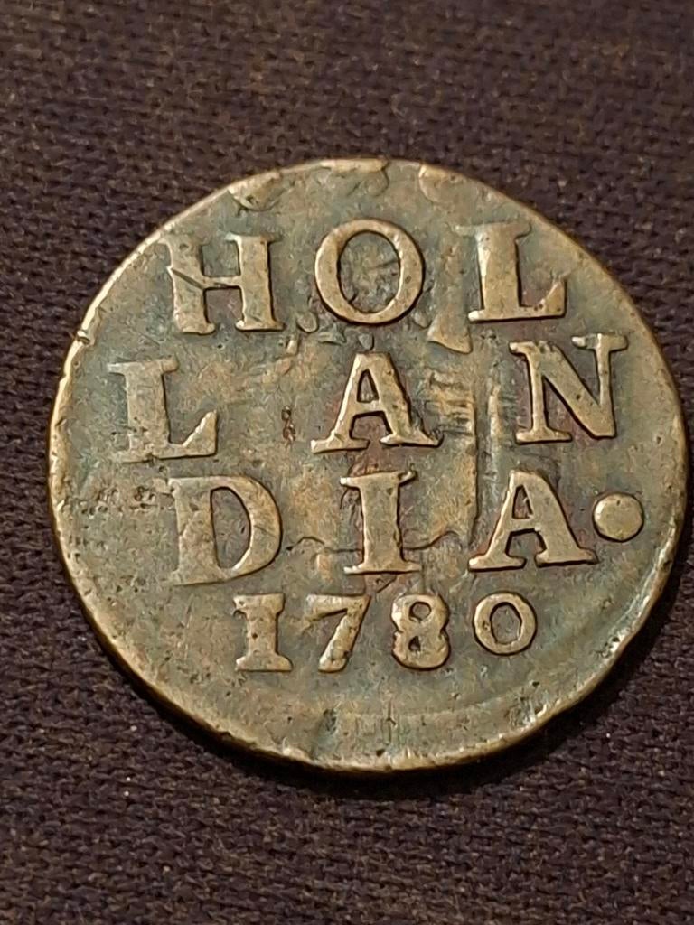Hollandia Duit 1780 lichte misslag Hekwerk, Postzegels en Munten, Munten | Nederland, Ophalen of Verzenden