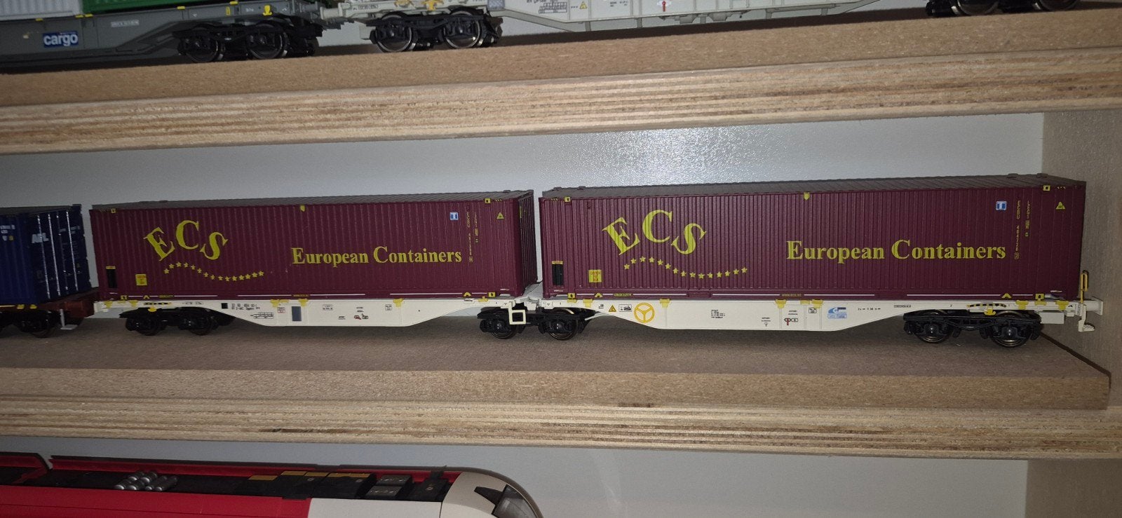 B Models H0 Containerwagon met ECS Containers, Overige merken, Gelijkstroom, Wagon, Ophalen of Verzenden