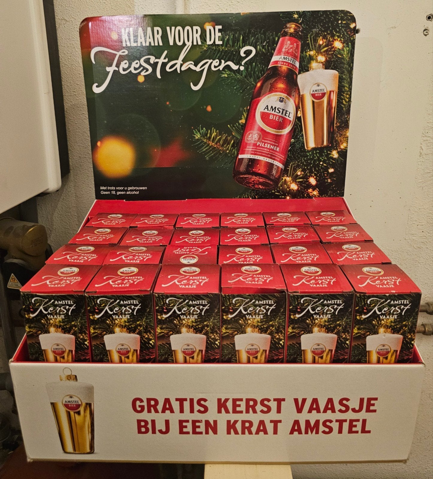 24 Amstel vaasje kerstballen in doos, Diversen, Ophalen of Verzenden, Nieuw