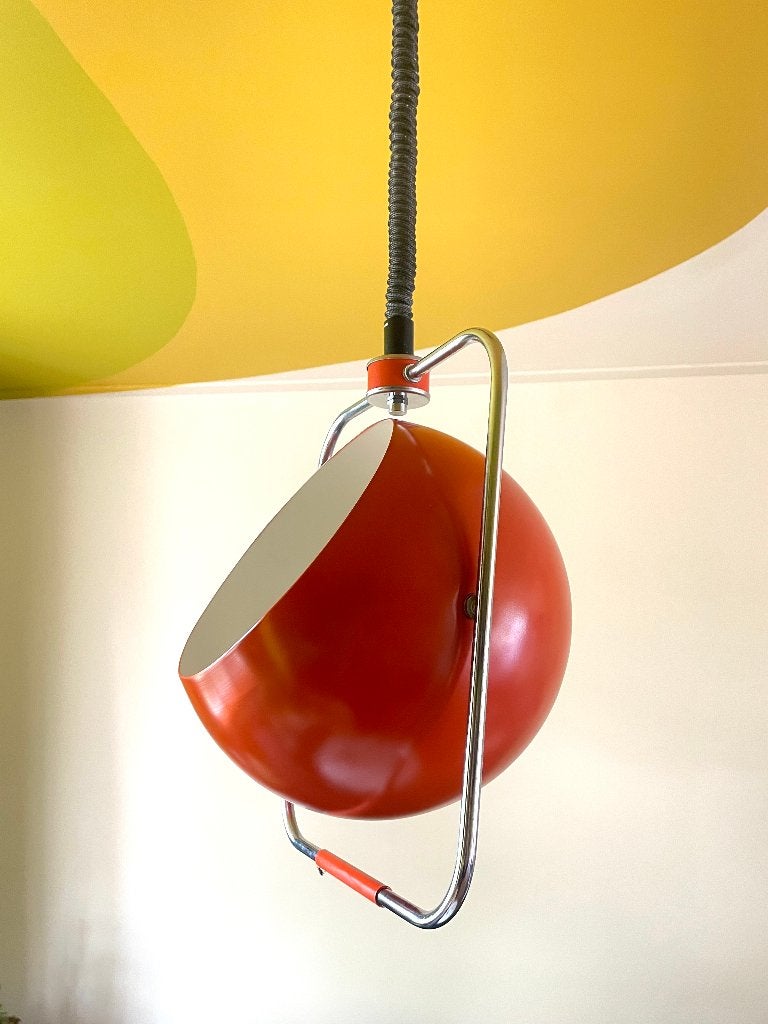Midcentury Space Age Eyeball Hanglamp Gepo Nederland, Gebruikt, Metaal, Mid-century Modern, Space Age, seventies, jaren '70, retro