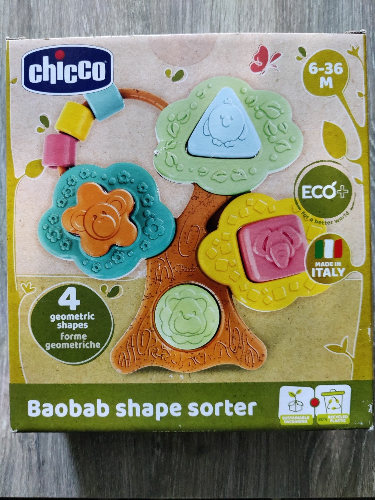 👶🏻 Chicco Baobab Shape Sorter ECO+ vormenstoof 👶🏻, Ophalen of Verzenden, Nieuw, Ontdekken