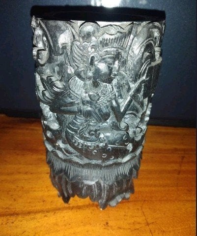 Antieke Chinese penseelhouder, gesneden hout, Ophalen of Verzenden