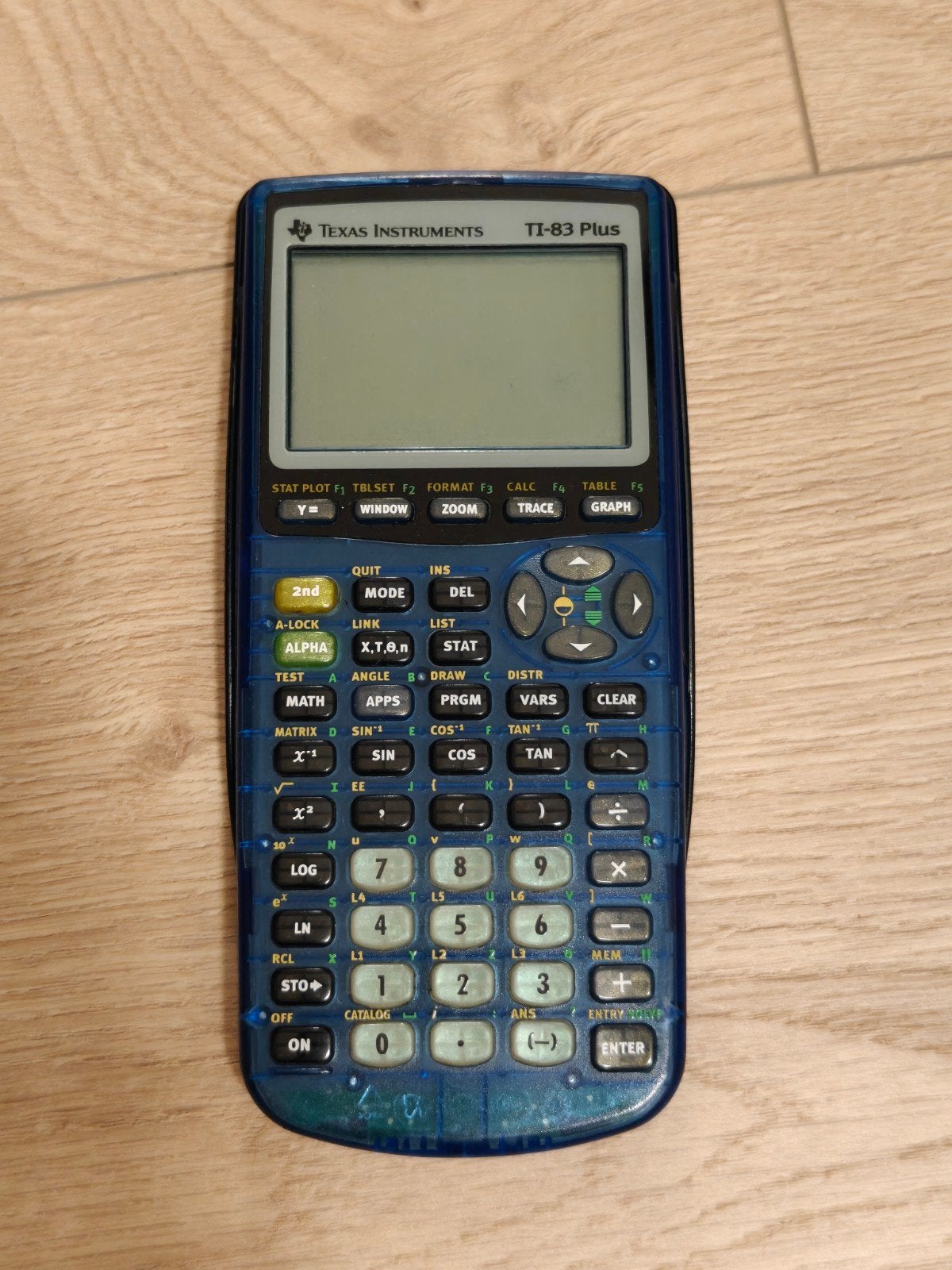 Texas Instruments TI-83 Plus doorzichtig blauw, Ophalen of Verzenden, Grafische rekenmachine, Gebruikt