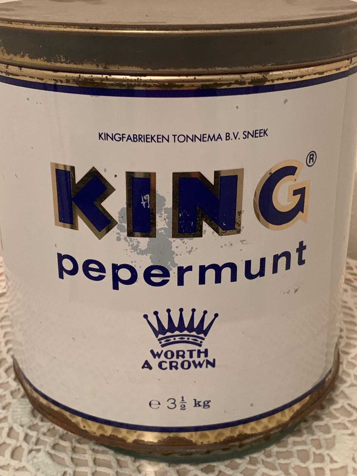 Groot origineel King pepermunt blik, Verzamelen, Ophalen of Verzenden, Gebruikt, Overige, Overige merken