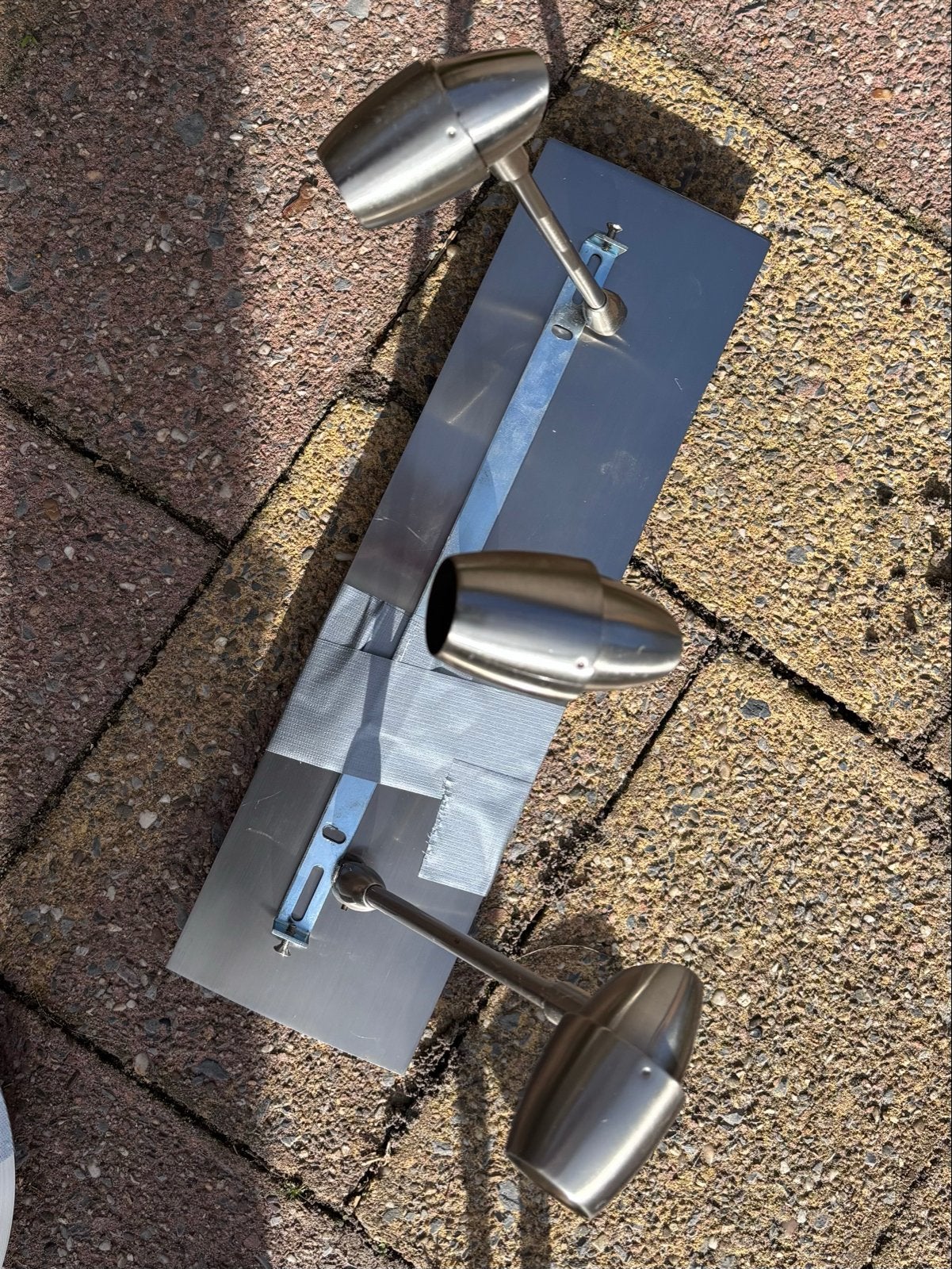 Set van 3 RVS plafond- of wandspots, Gebruikt, Ophalen of Verzenden, Geschikt voor plafondmontage, Metaal