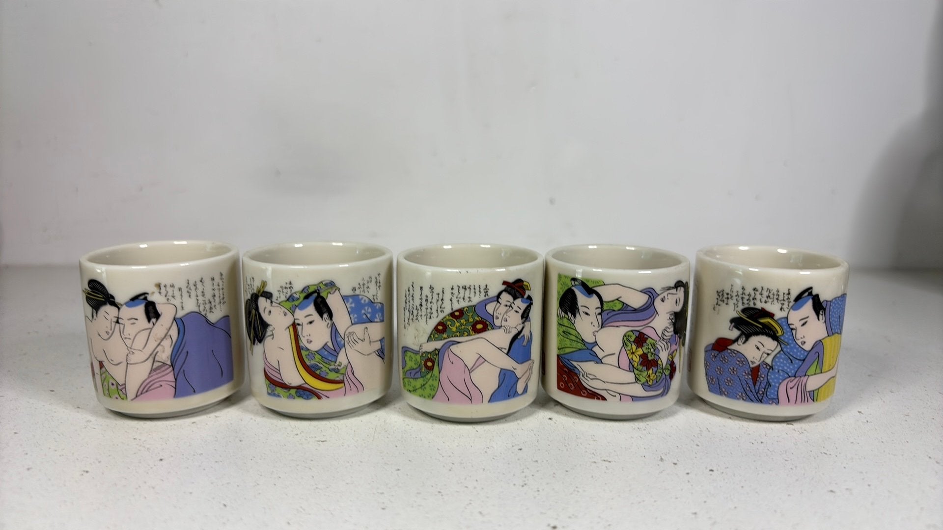 5 japanse sake kopjes, Verzenden