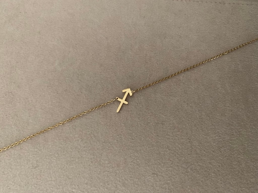 Gouden ketting met sterrenbeeld bedel Boogschutter verguld, Nieuw, Ophalen of Verzenden, Goud, Overige materialen