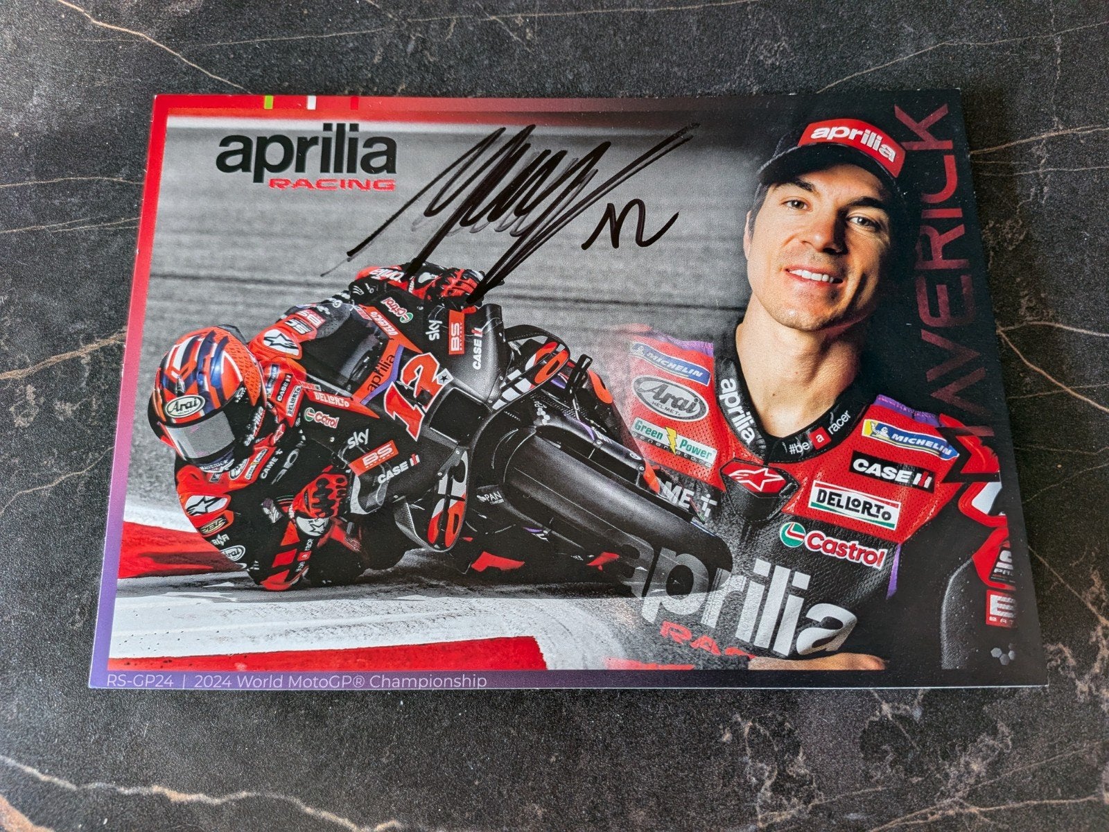 Kaart van Maverick Vinales - Aprilia - MotoGP - handtekening, Verzamelen, Ophalen of Verzenden, Zo goed als nieuw, Motoren