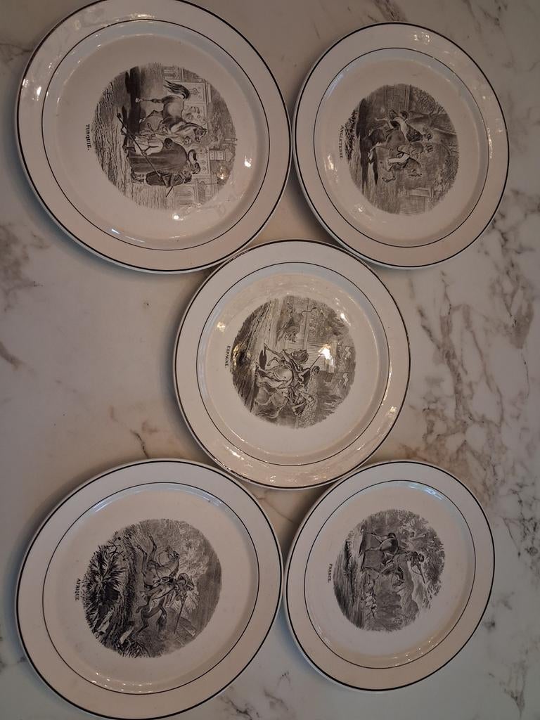 5x Villeroy & Boch Mettlach borden serie Landen 19 cm, Ophalen of Verzenden