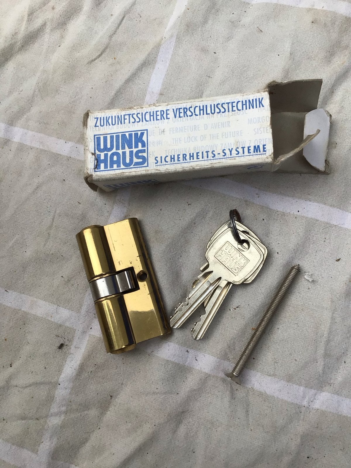 Winkhaus cilinderslot met 3 sleutels, Ophalen of Verzenden, Zo goed als nieuw, Koper of Messing, Slot