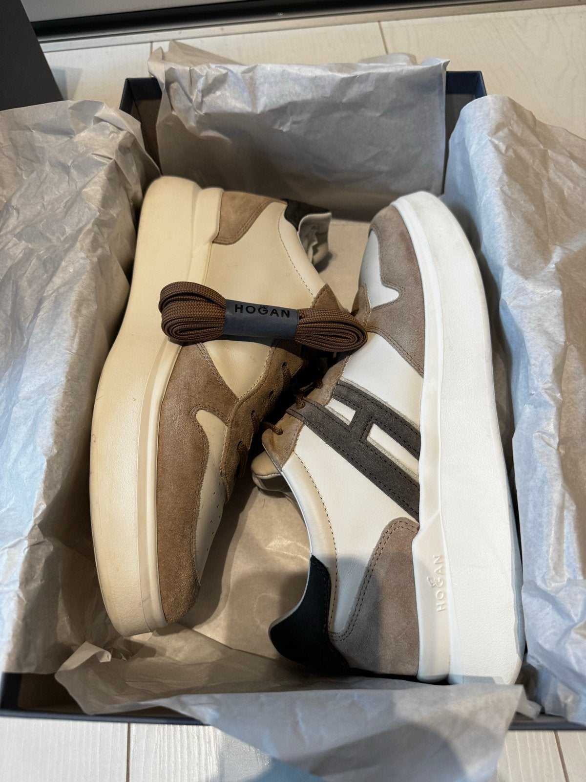 Hogan H580 Allacciato Heren Sneakers maat 9 / 43, Bruin, Hogan, Ophalen of Verzenden, Gedragen