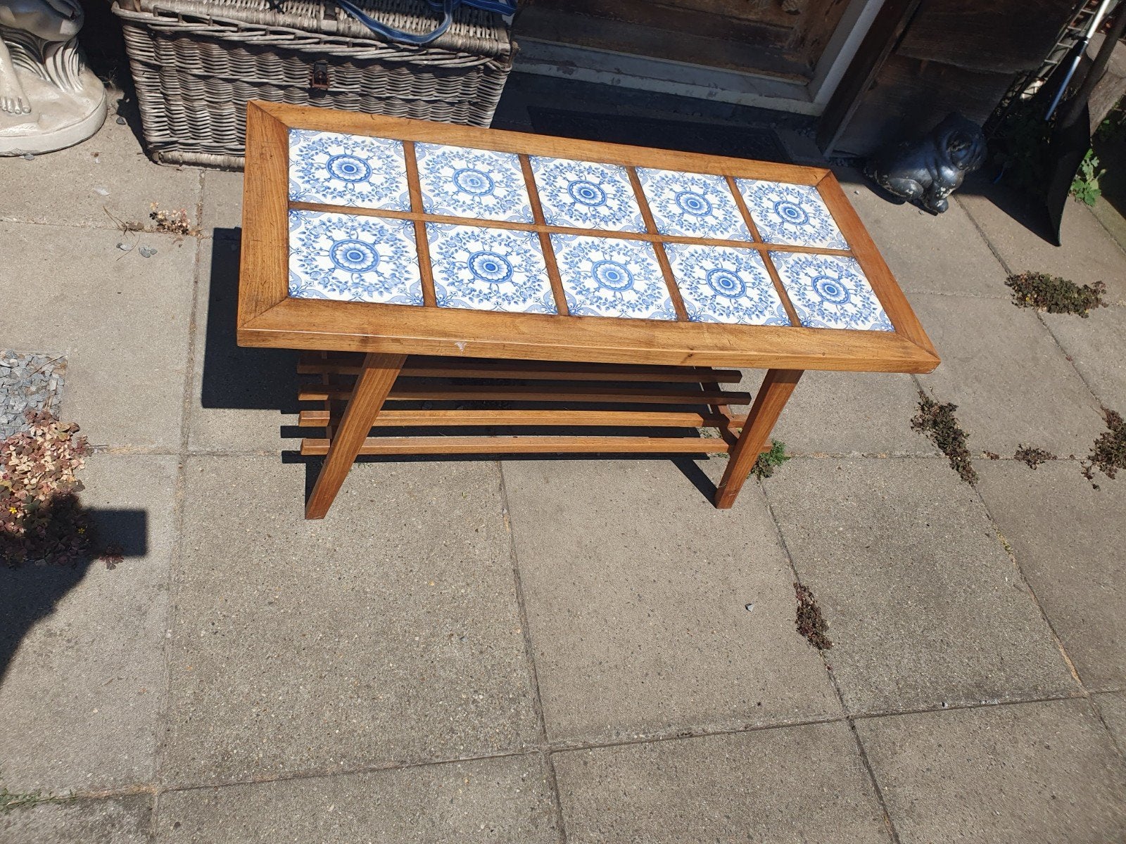 Tafel eiken delfs blauw 10 tegels  uit de schoorsteen keuken, Antiek en Kunst, Ophalen