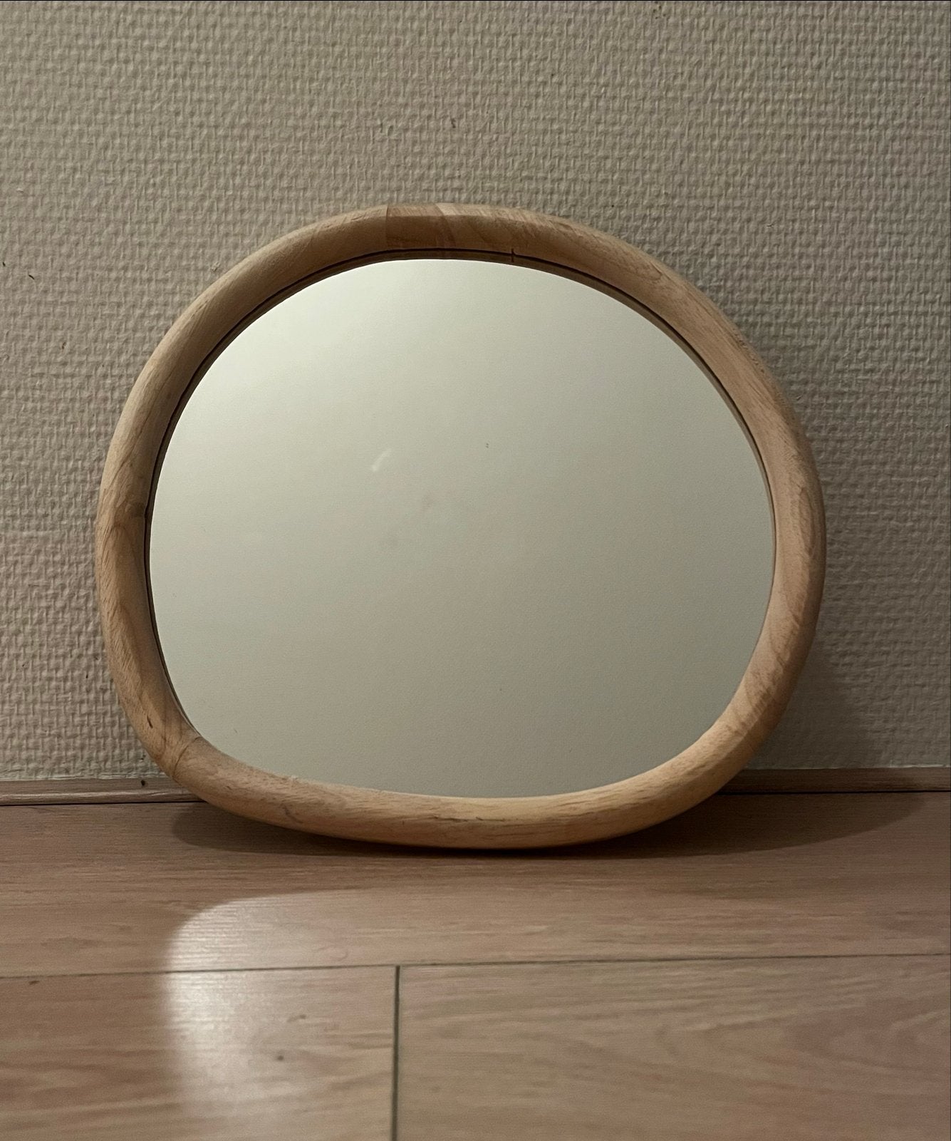Ronde spiegel met houten lijst, Ophalen, Minder dan 50 cm, Rond, Zo goed als nieuw