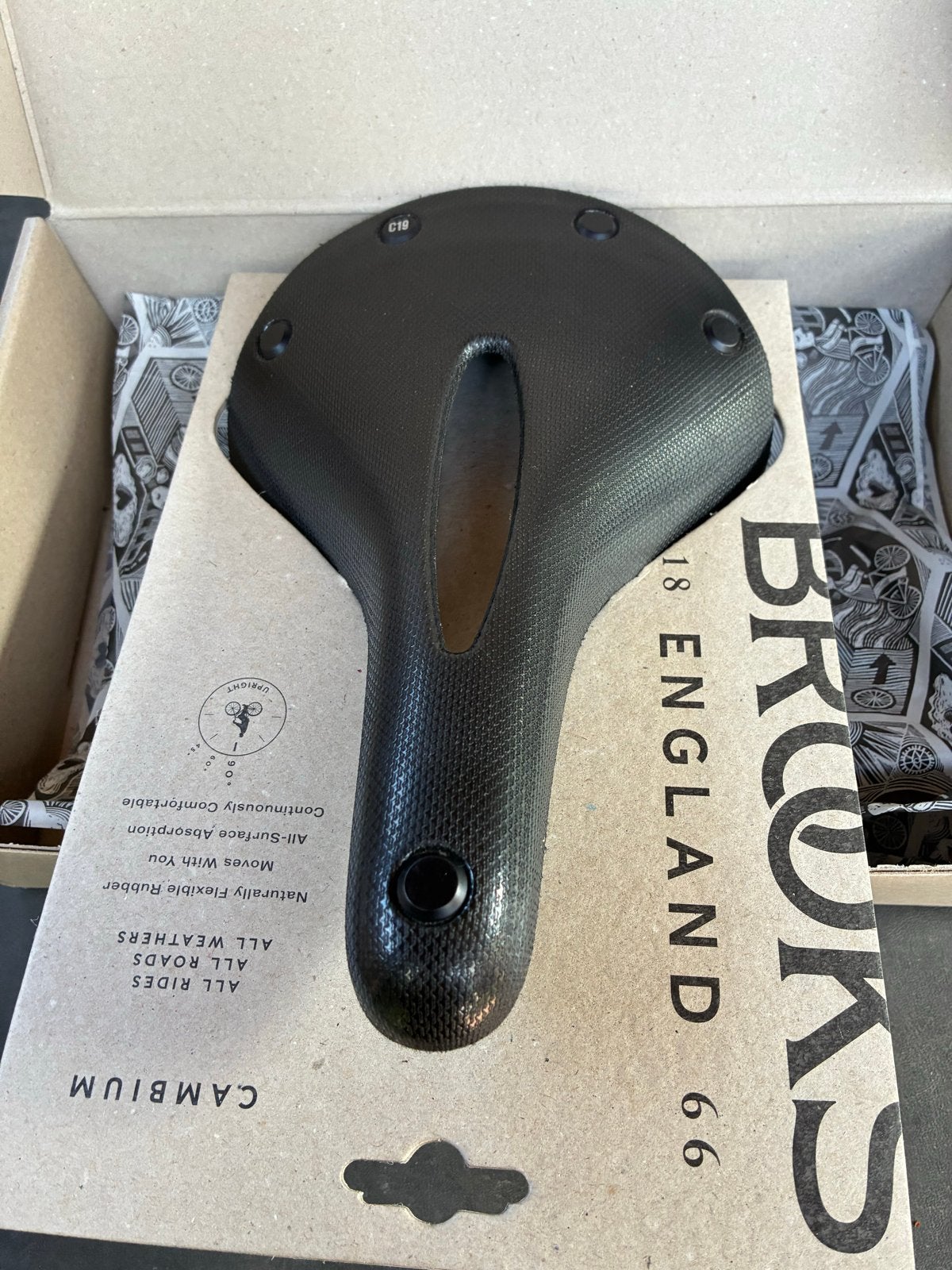 Brooks Cambium C19 Carved Black Zadel - Nieuw in doos, Elektrische fiets, Nieuw, Ophalen of Verzenden, Zadel