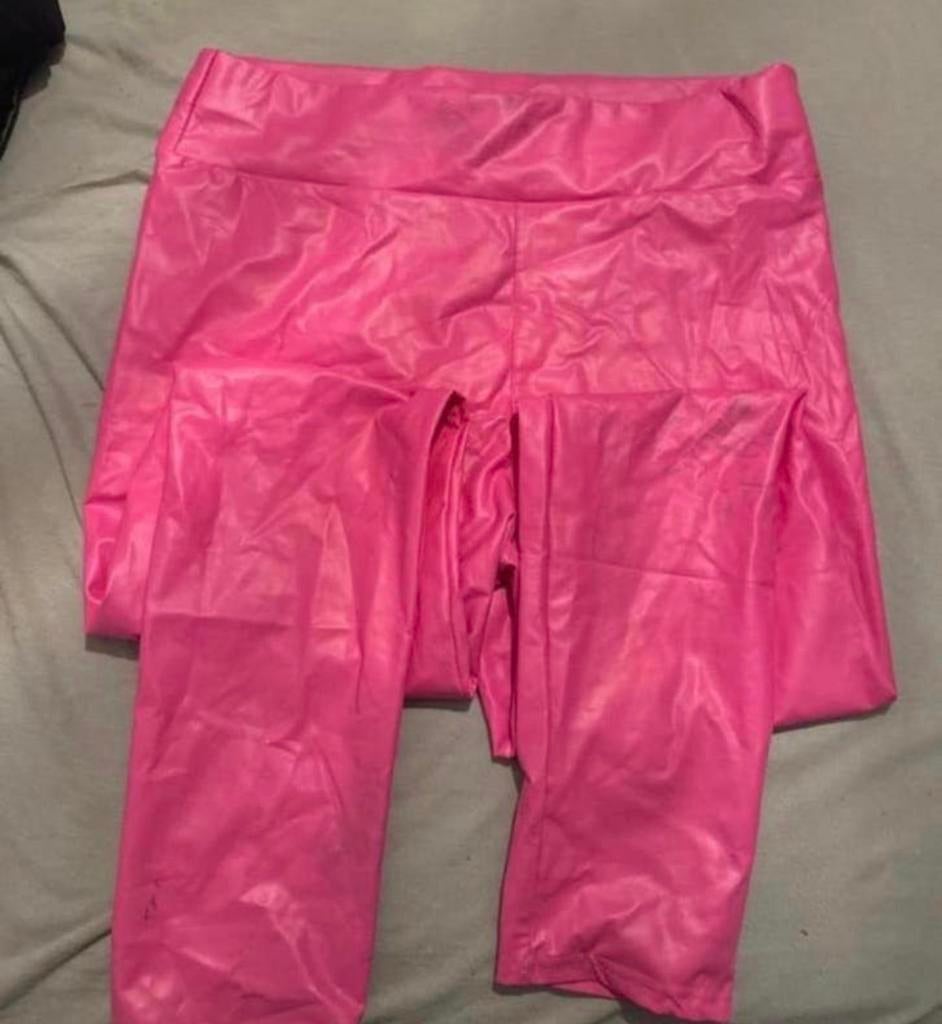 Roze wetlook legging XL, Verzenden, Nieuw, Roze, Legging