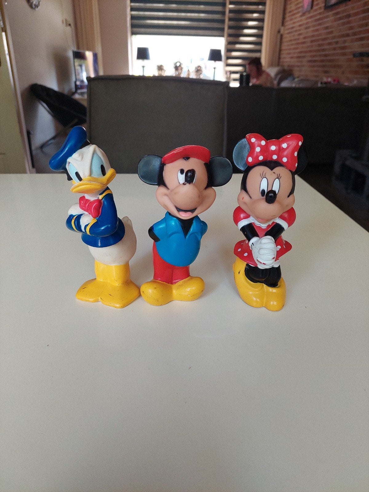 3 vintage rubberen Disney figuren: Donald Duck, Mickey Mouse, Verzamelen, Disney, Ophalen of Verzenden, Mickey Mouse, Gebruikt
