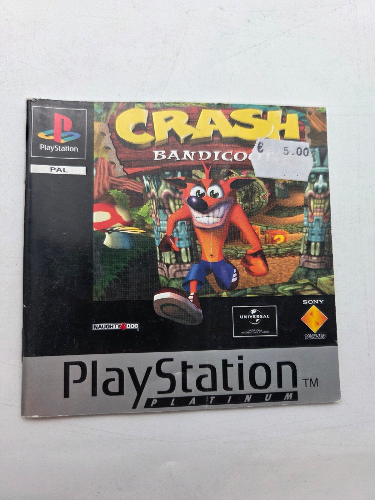 Crash Bandicoot PlayStation 1 (PS1) - Handleiding, Spelcomputers en Games, Gebruikt, Ophalen of Verzenden, Sony Interactive Entertainment Europe Ltd, 10 Great Marlborough Street, London, W1F 7LP, United Kingdom