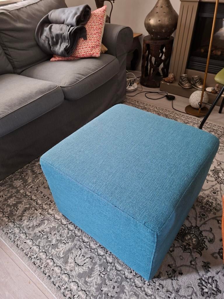 Poef blauw, Ophalen, Rond, Minder dan 50 cm, Minder dan 50 cm