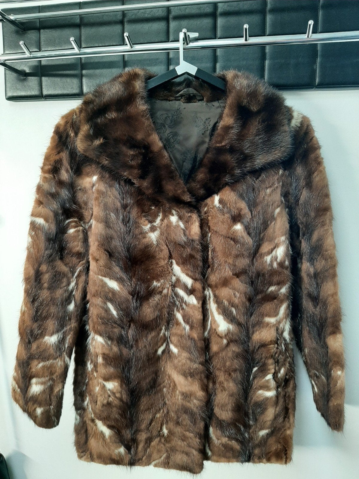Vintage bontjas uit erfenis, maat 38/40, Ophalen of Verzenden, Gedragen, Maat 38/40 (M), Bruin