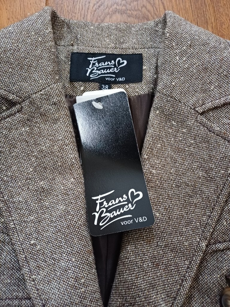 Blazer Colbert Frans Bauer Bruin Tweed Nieuw 36 38 ( Jool ), Bruin, Verzenden, Nieuw, Jasje