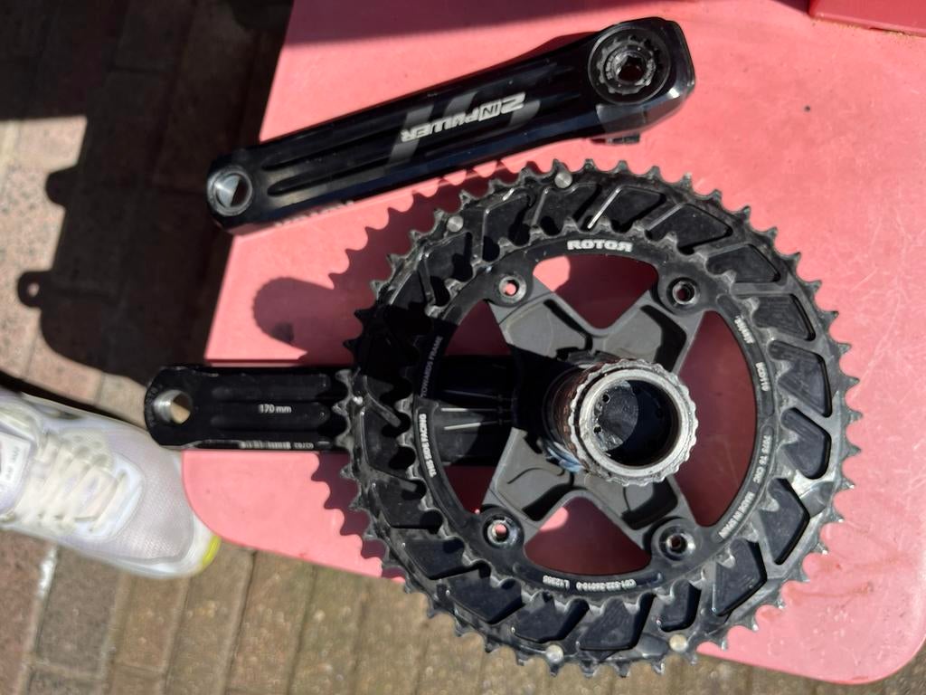 Let op rotor pwermeter crankstel , voor onderdelen., Overige merken, Gebruikt, Carbon, Ophalen of Verzenden