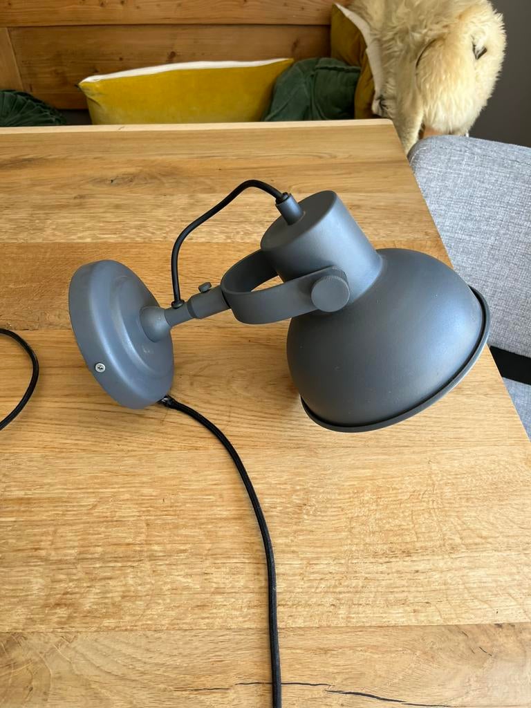 Grijze metale wandlamp, Huis en Inrichting, Lampen | Wandlampen, Ophalen, Gebruikt, Metaal, Industrieel