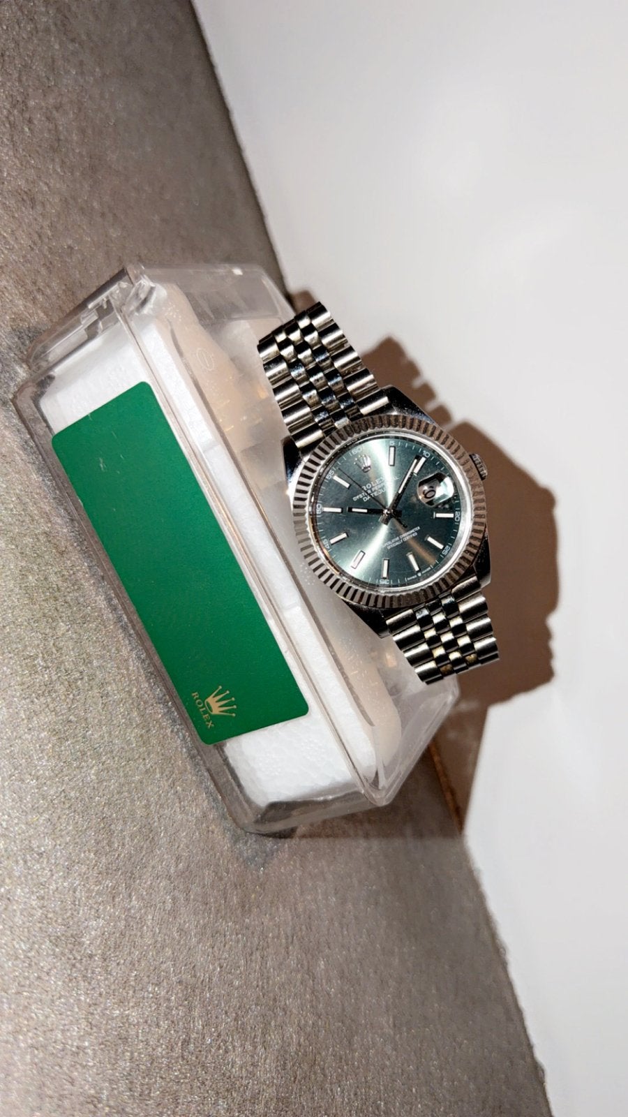 Rolex Datejust met de unieke mint groene wijzerplaat, Polshorloge, Ophalen of Verzenden, Zo goed als nieuw, Rolex