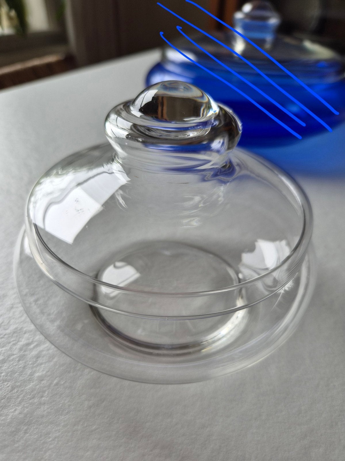 Sierlijke vintage bonbonnière, Royal Leerdam glas, Ø 13 cm, Antiek en Kunst, Ophalen of Verzenden