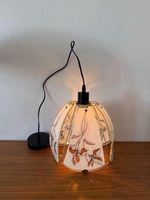 Hanglamp, Herda, glas, Hollywood Regency, vintage, jr 70/80, Ophalen of Verzenden, Zo goed als nieuw, Glas
