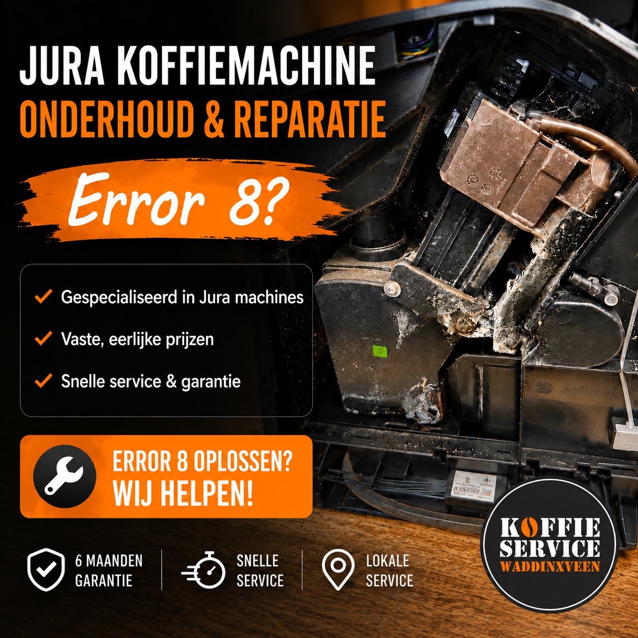 Jura Onderhoud & Reparatie | Koffie Service Waddinxveen, Ophalen, 10 kopjes of meer, Koffiebonen, Afneembaar waterreservoir