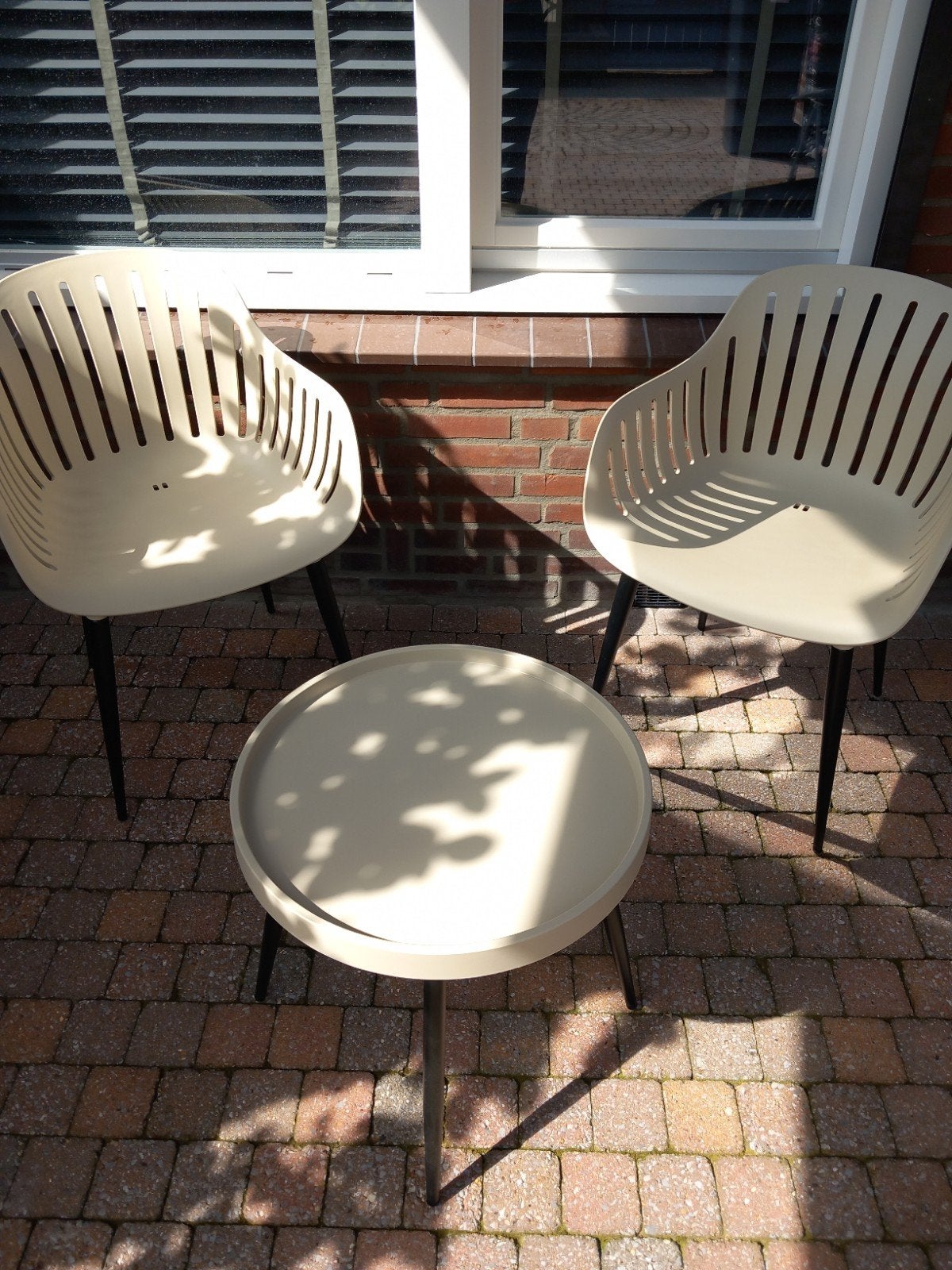 tuinset-2stoelen+bijzet-tafel, Tuin en Terras, Ophalen, Kunststof, Bijzettafel, 2 zitplaatsen