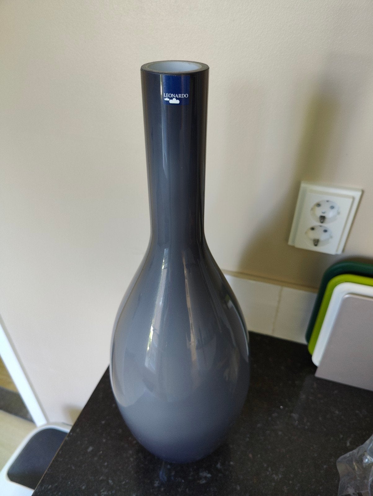 Grote Leonardo vaas - Zo goed als nieuw, Ophalen, Zo goed als nieuw, Grijs, Glas