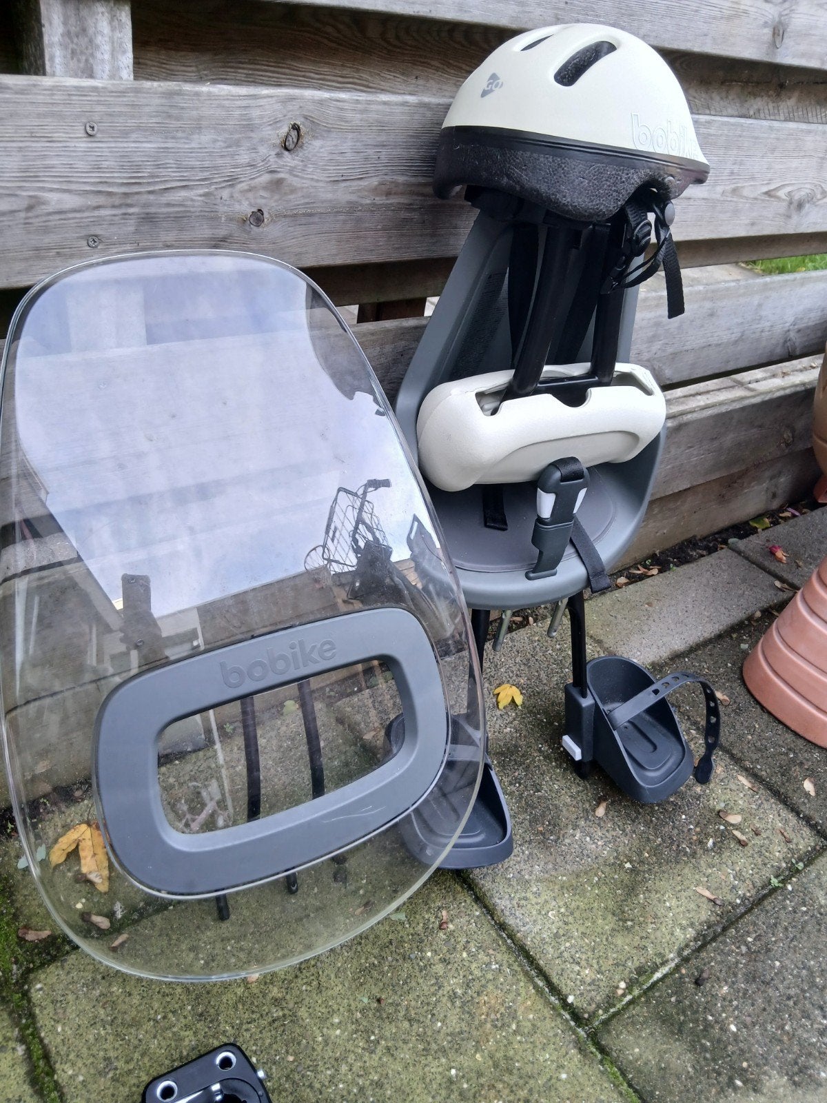 Bobike fietsstoeltje met windscherm en helm, Ophalen of Verzenden, Gebruikt, Voorzitje, Bobike
