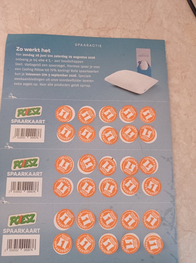 poeisz zegels cooling pillow 3 spaarkaarten 31 zegels, Verzamelen, Albert Heijn, Ophalen of Verzenden