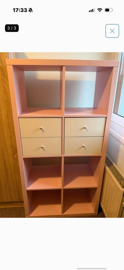Roze ikea kallax kast, Zo goed als nieuw, Minder dan 100 cm, 25 tot 50 cm, 50 tot 100 cm
