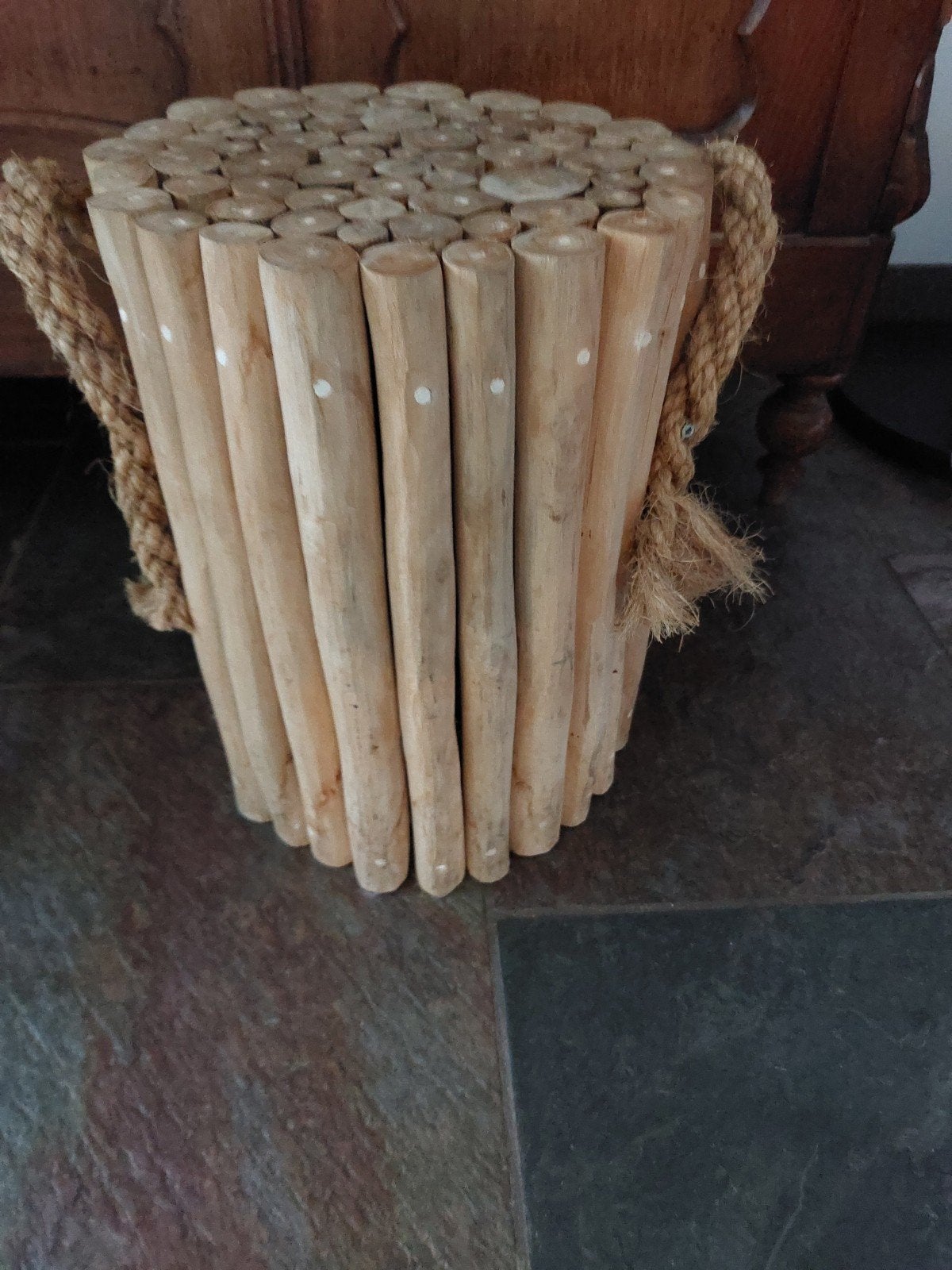 houten tafeltje, Ophalen