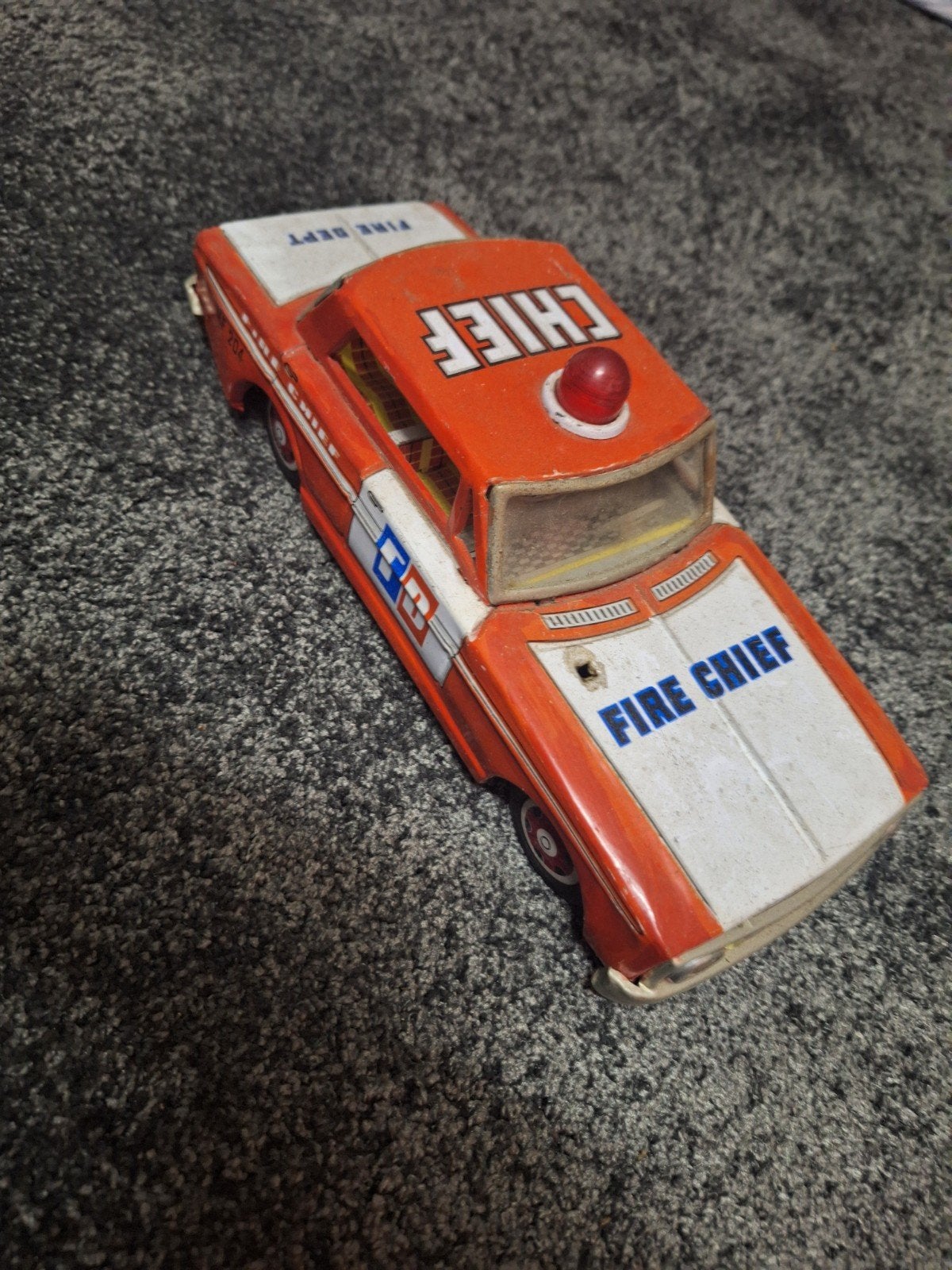 Vintage blikken brandweerauto "Fire Chief" MF 204, Ophalen of Verzenden, Gebruikt