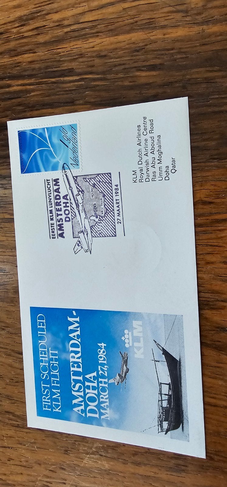 Eerste KLM vlucht Amsterdam-Doha envelop 27 maart 1984, Verzenden, Overige typen