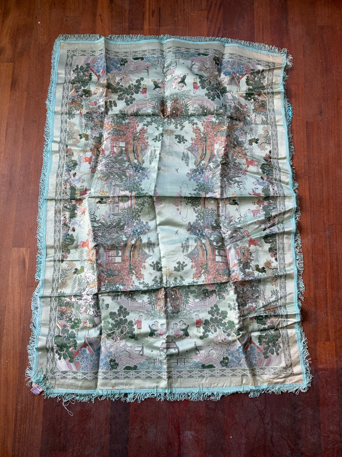 Vintage Chinese Brokaatdoeken - Brocaded Flowers - set van 2, Ophalen of Verzenden