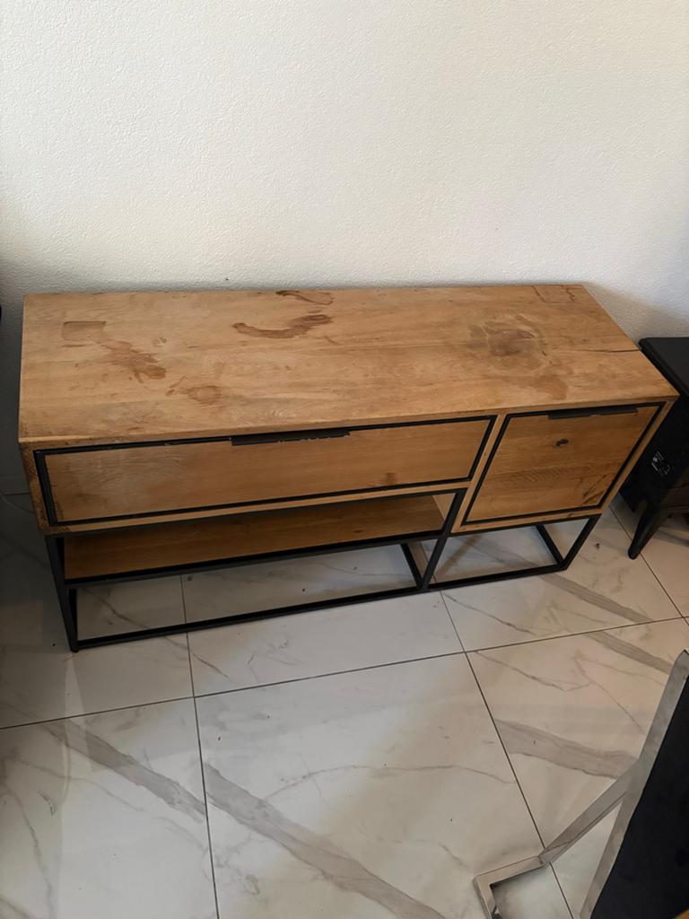Houten Dressoir met Metalen Frame en Lades, Huis en Inrichting, Ophalen of Verzenden, Zo goed als nieuw
