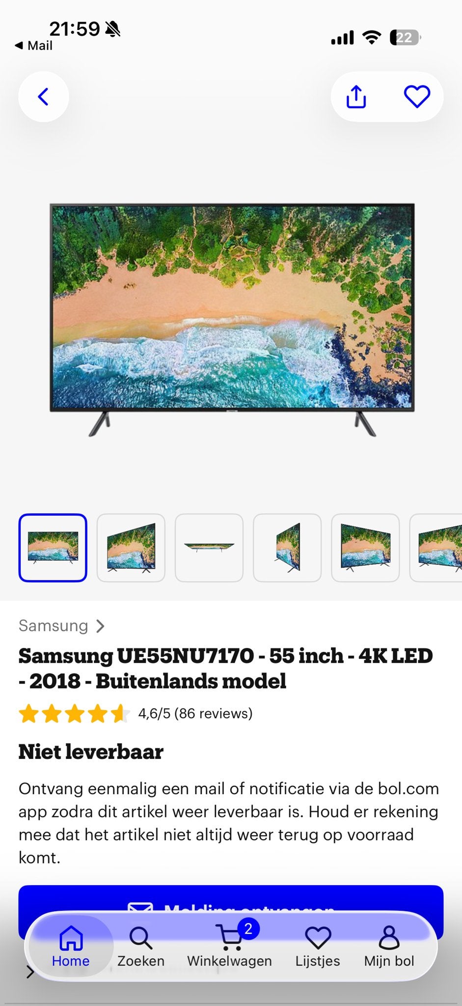 Samsung UE55NU7170 55 inch 4K LED Smart TV, Ophalen, LED, 50 Hz, Zo goed als nieuw