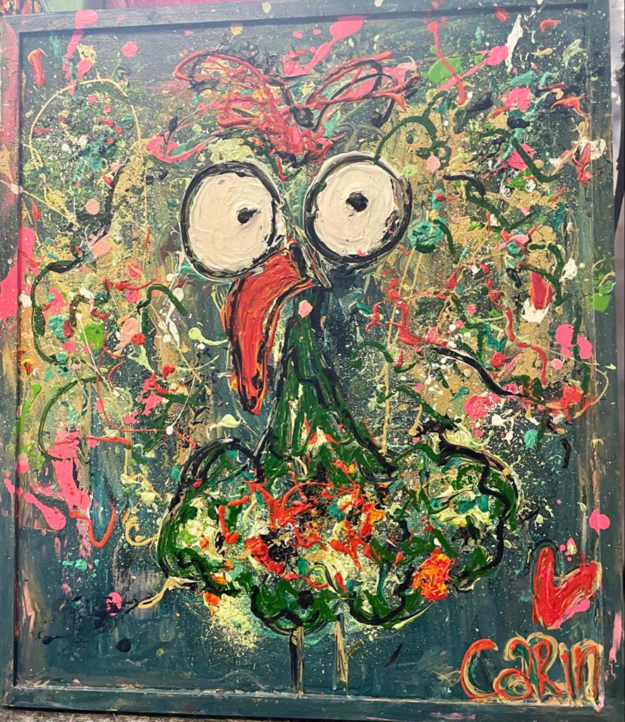 Abstracte Carinart Pauw Kunst - Levendig en Vrolijk, Antiek en Kunst, Kunst | Schilderijen | Abstract, Ophalen of Verzenden
