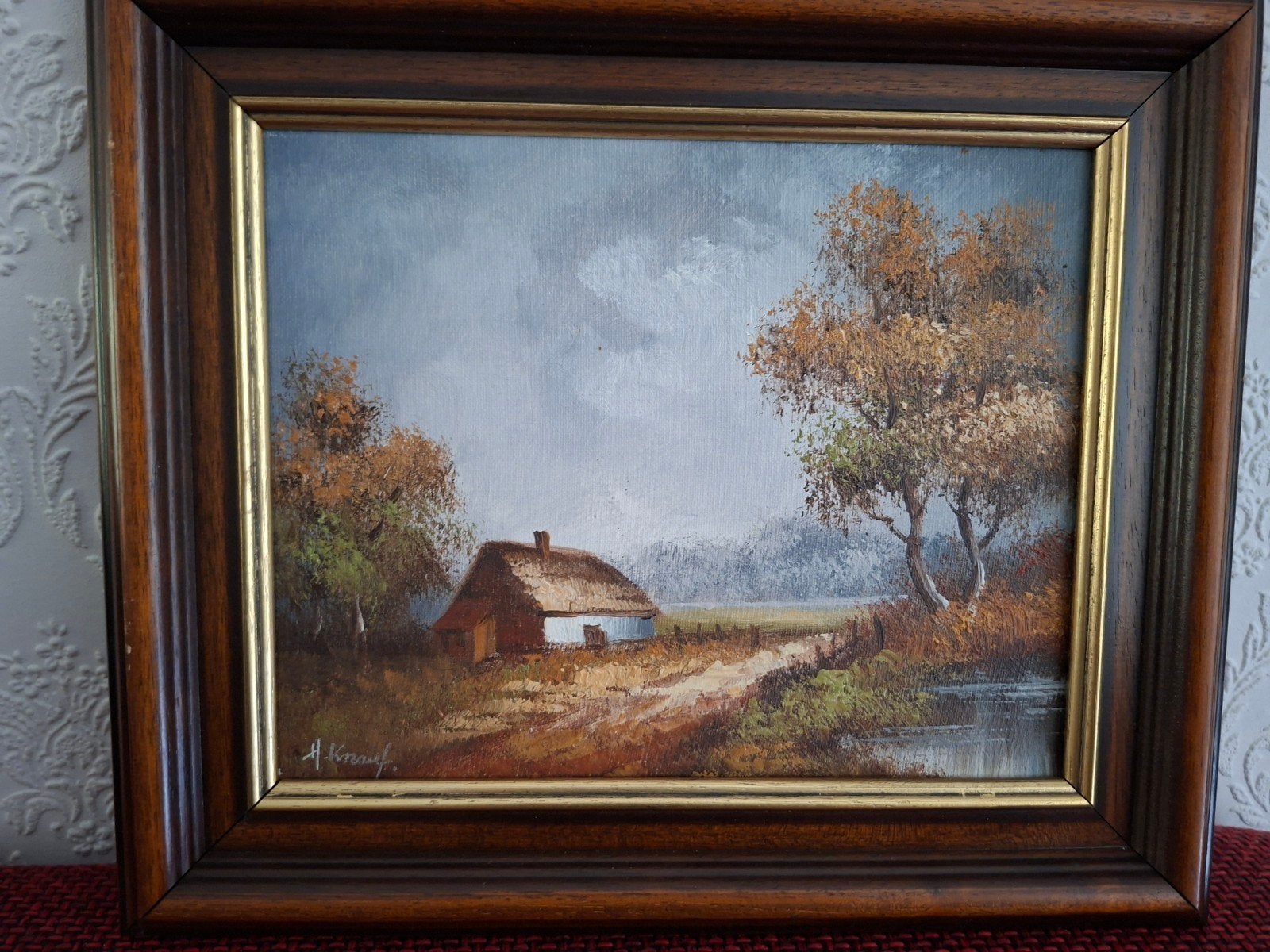 Schilderij H. Knauf - Landschap met huisje, Ophalen